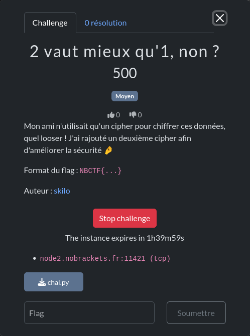 Informations de connexion au challenge